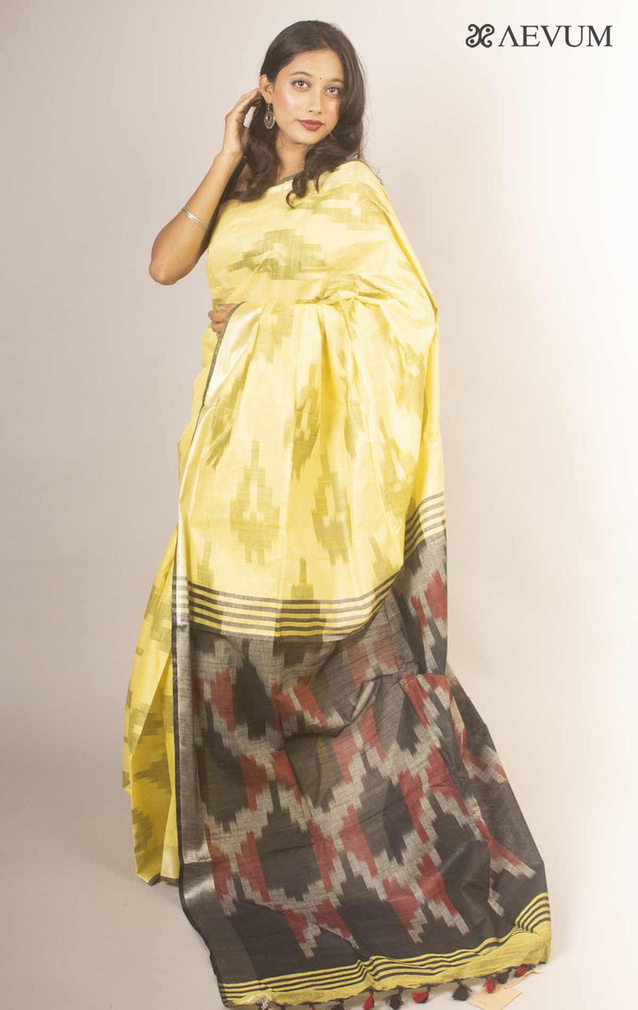 Semi Linen Ikkat Saree With Blouse Piece - 13953 Saree AEVUM