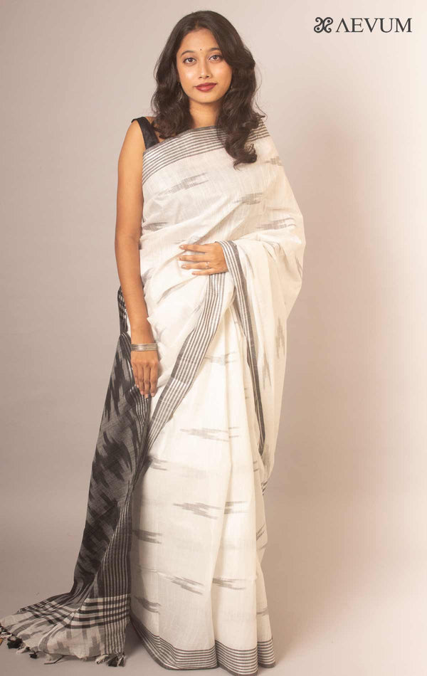 Semi Linen Ikkat Saree with Blouse Piece - 14011 - AEVUM