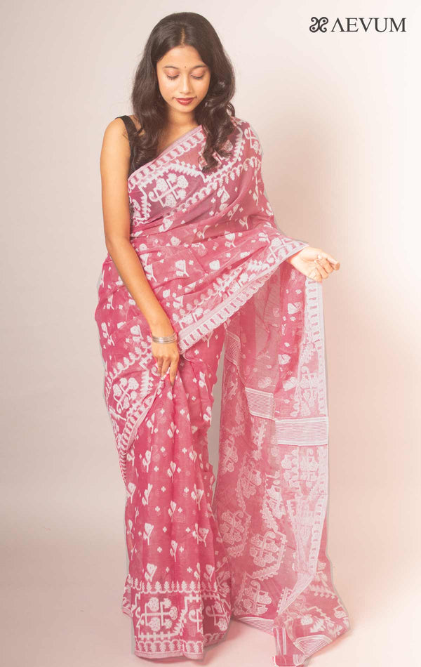 Dhakai Jamdani Saree without Blouse Piece - 14191 Saree Anita Kuthir   