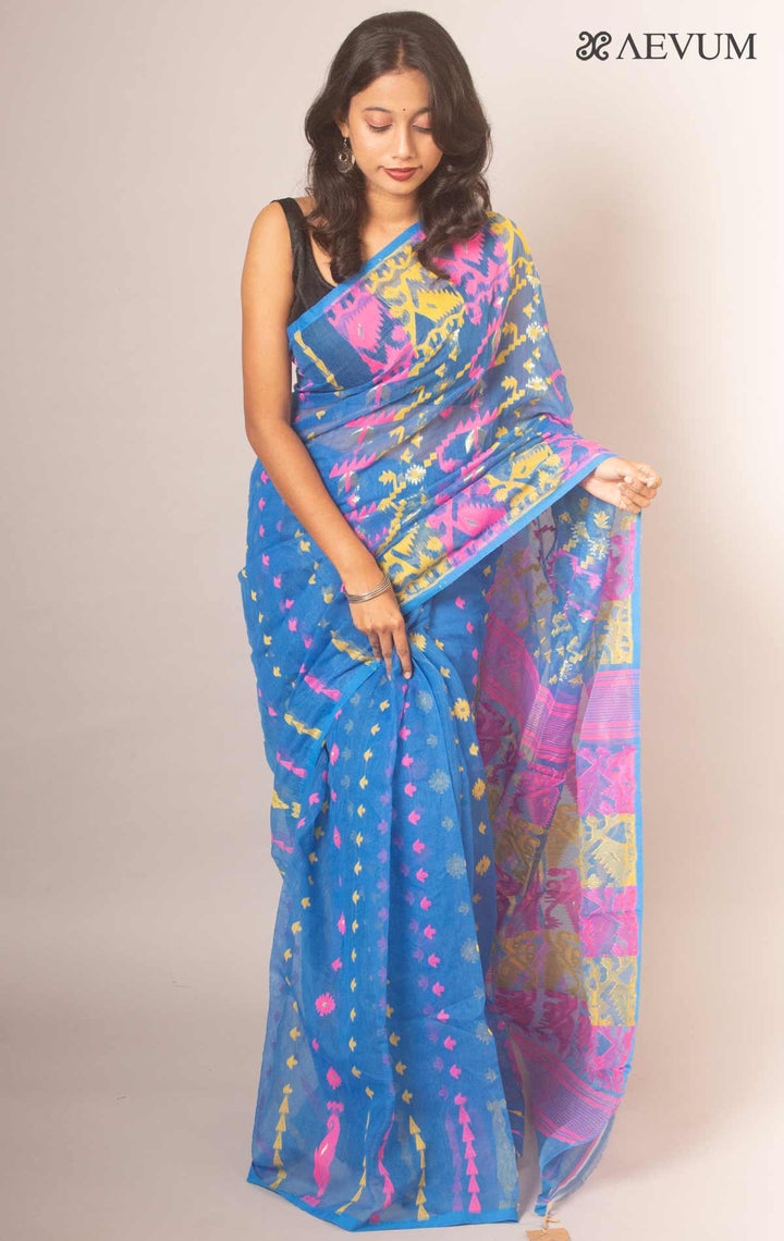 Dhakai Jamdani Saree without Blouse Piece - 14194 Saree Anita Kuthir   