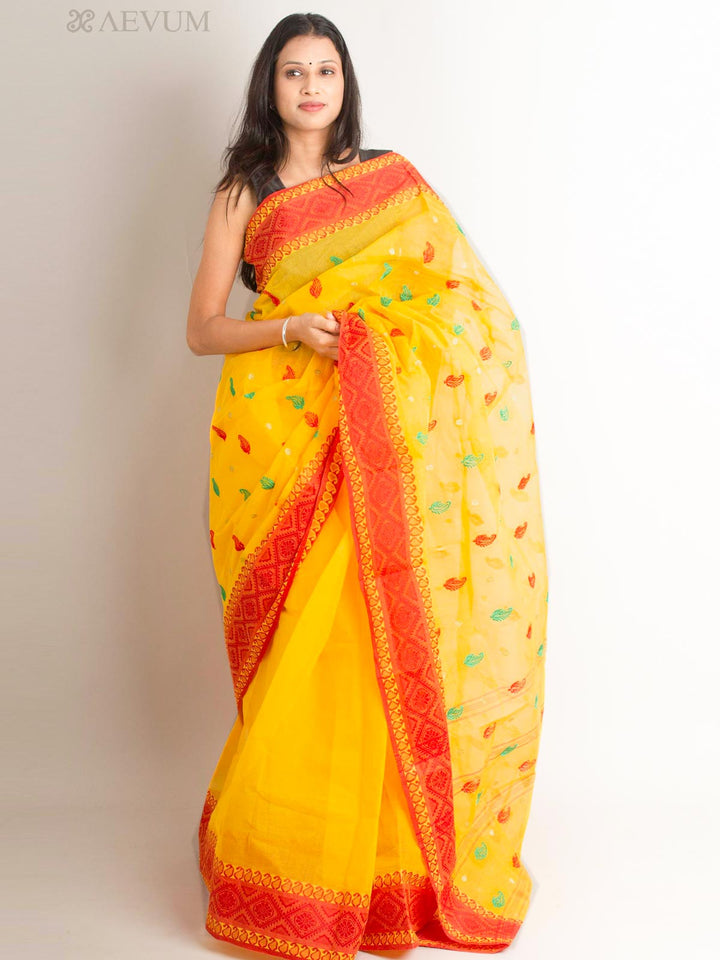 Bengal Cotton Tant Saree with Embroidery - 1433 Saree AEVUM