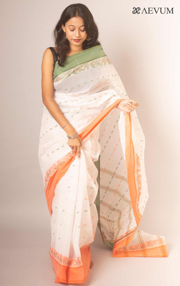 Bengal Cotton Handloom Saree Without Blouse Piece - 14401 - AEVUM