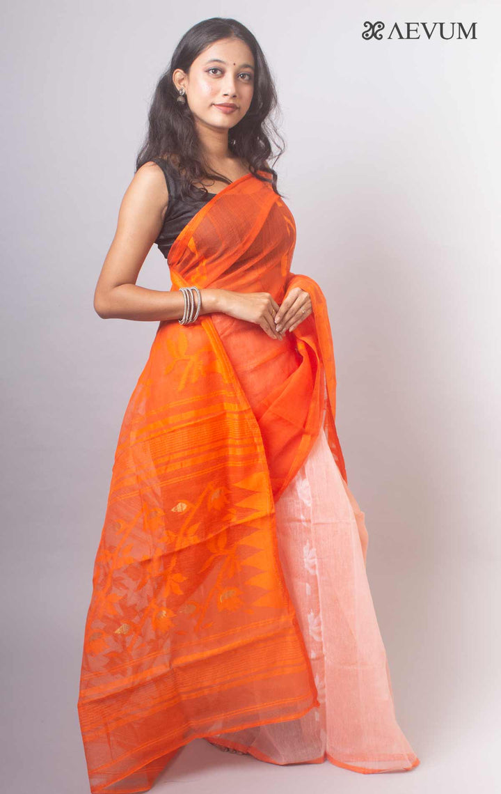 Dhakai Jamdani with Gap Work without Blouse Piece - 15193 Saree AEVUM