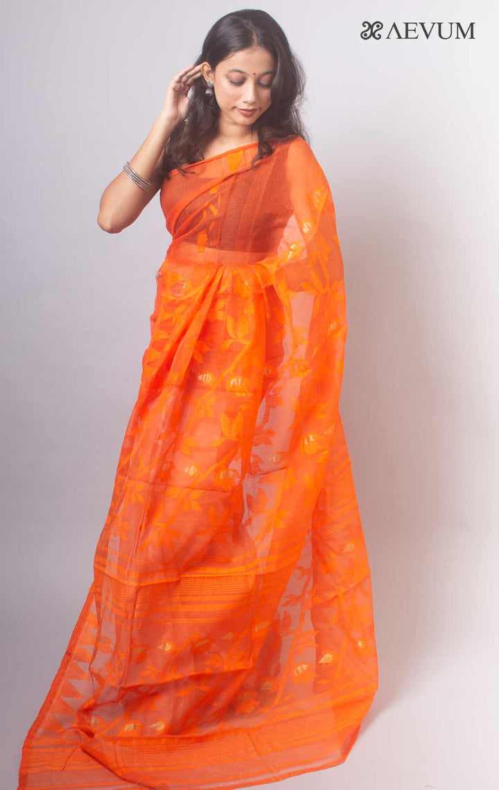 Dhakai Jamdani with Gap Work without Blouse Piece - 15193 Saree AEVUM