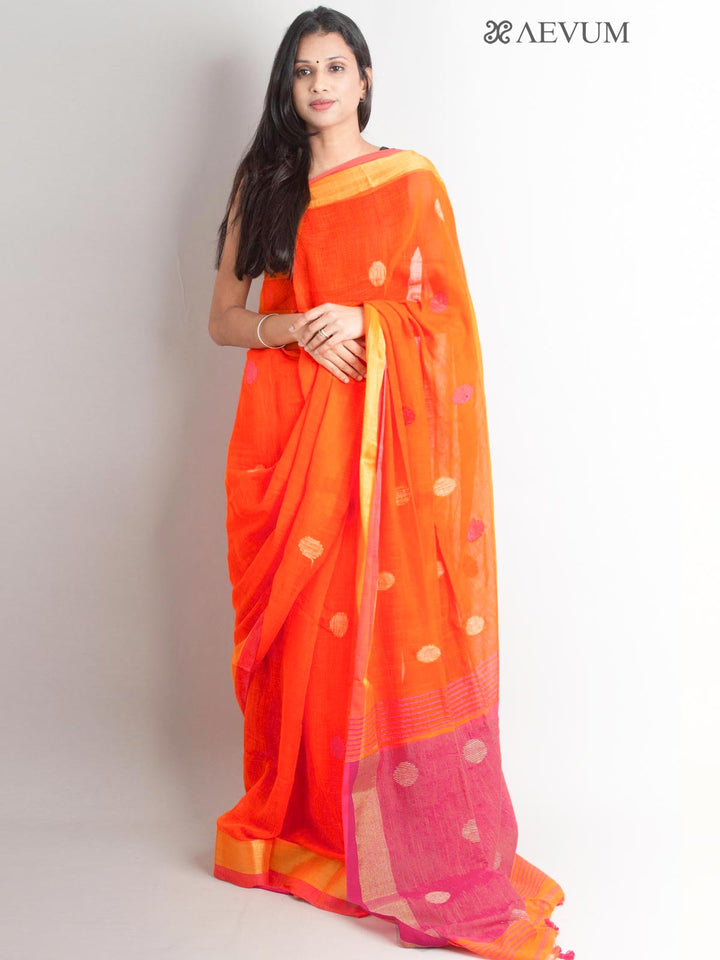 Begampuri Bengal Cotton Handloom Saree with Blouse piece - 1523 Saree AEVUM