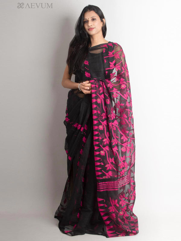 Dhakai Jamdani with Gap Work without Blouse Piece - 1527 Saree AEVUM