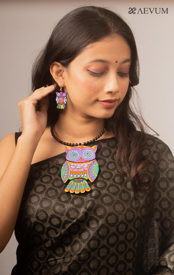 Hand Painted Terracotta Necklace Set-15935 Jewellery Kasturi Sengupta   