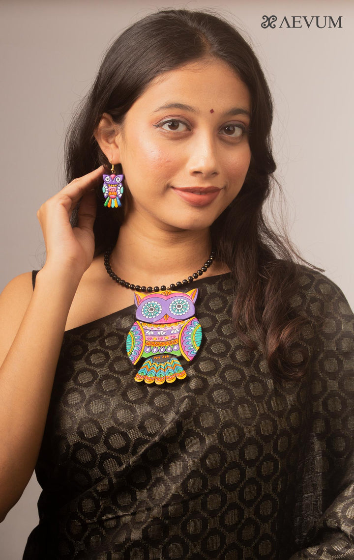 Hand Painted Terracotta Necklace Set-15935 Jewellery Kasturi Sengupta   