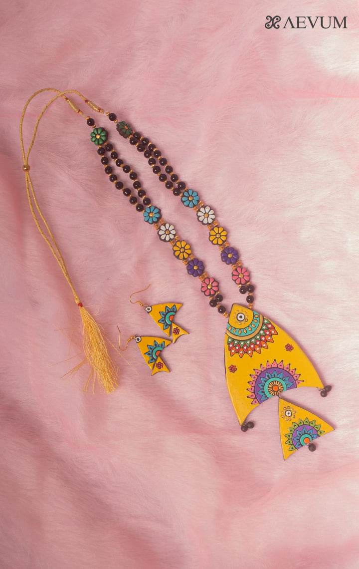 Hand Painted Terracotta Necklace Set-15944 Jewellery Kasturi Sengupta   