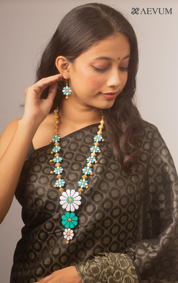 Hand Painted Terracotta Necklace Set-15947 Jewellery Kasturi Sengupta   