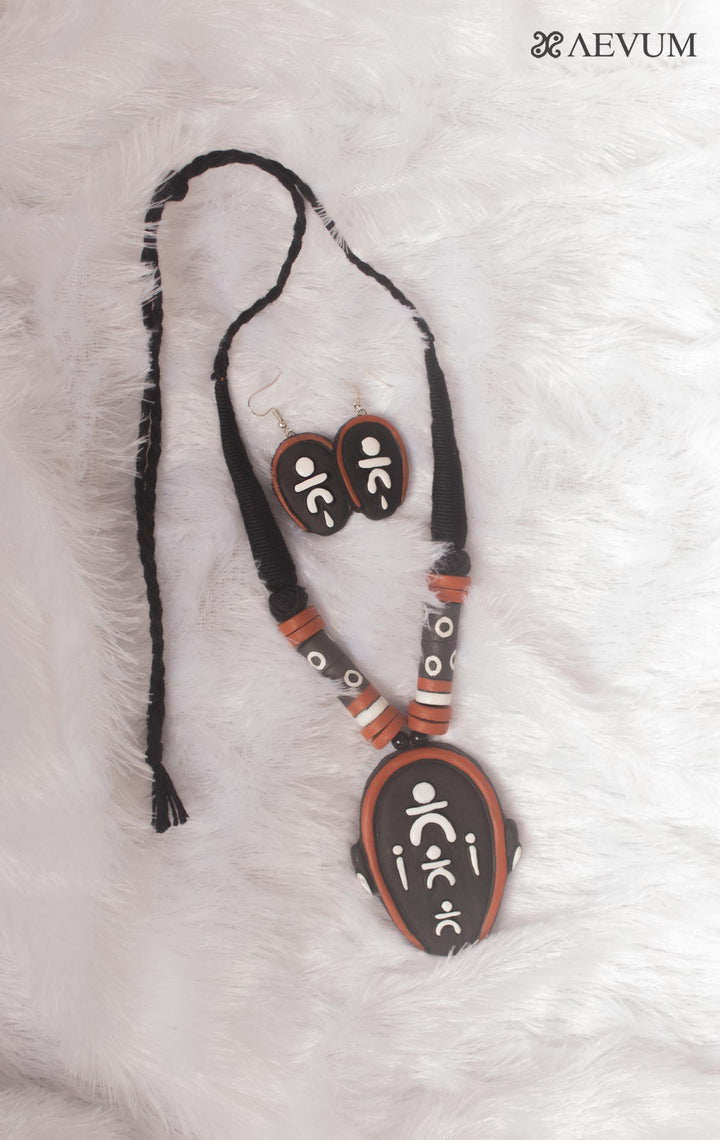 Hand Painted Terracotta Necklace Set-15956 Jewellery Kasturi Sengupta   