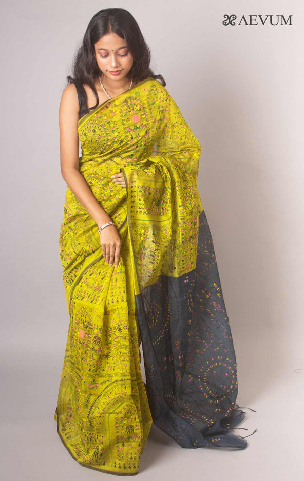 Bengal Cotton Silk Handloom Saree By Aevum - 11880 Saree SSH Lemon Yellow  