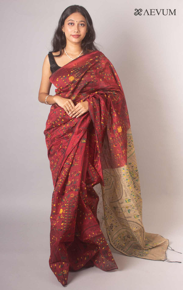 Bengal Cotton Silk Handloom Saree By Aevum - 16780 - AEVUM