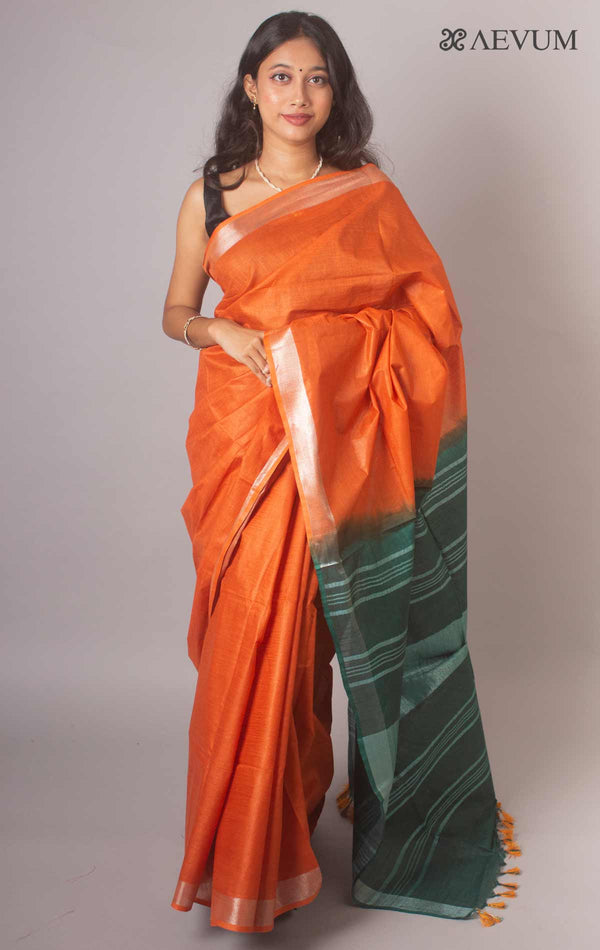 Semi Linen Saree with Blouse Piece - 16924 Saree Adworthy   
