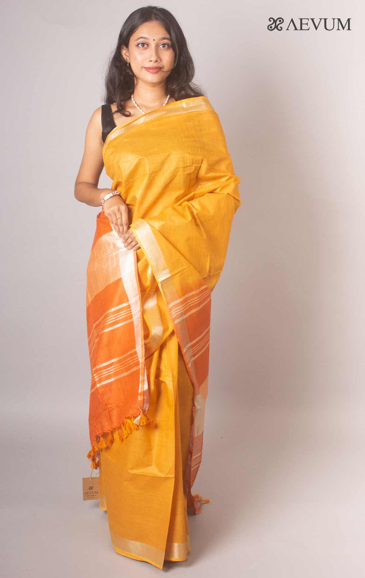 Semi Linen Saree with Blouse Piece - 16926 Saree Adworthy   