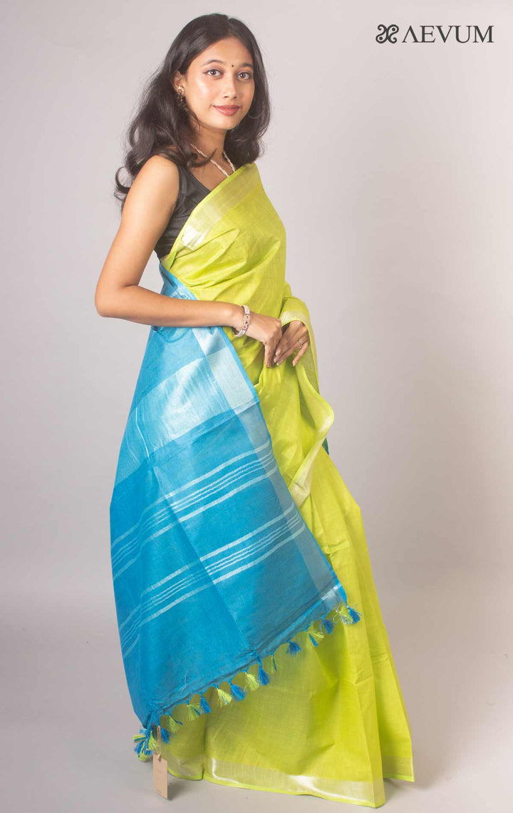 Semi Linen Saree with Blouse Piece - 16928 Saree AEVUM   