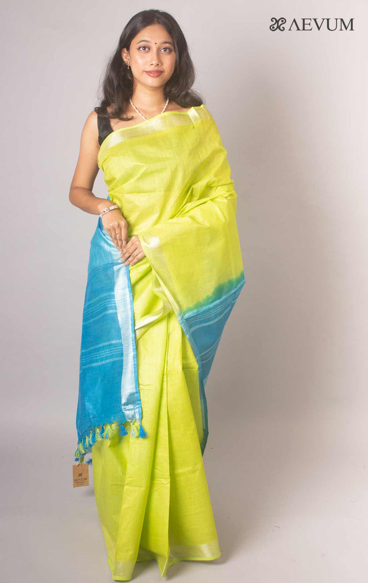 Semi Linen Saree with Blouse Piece - 16928 Saree AEVUM   