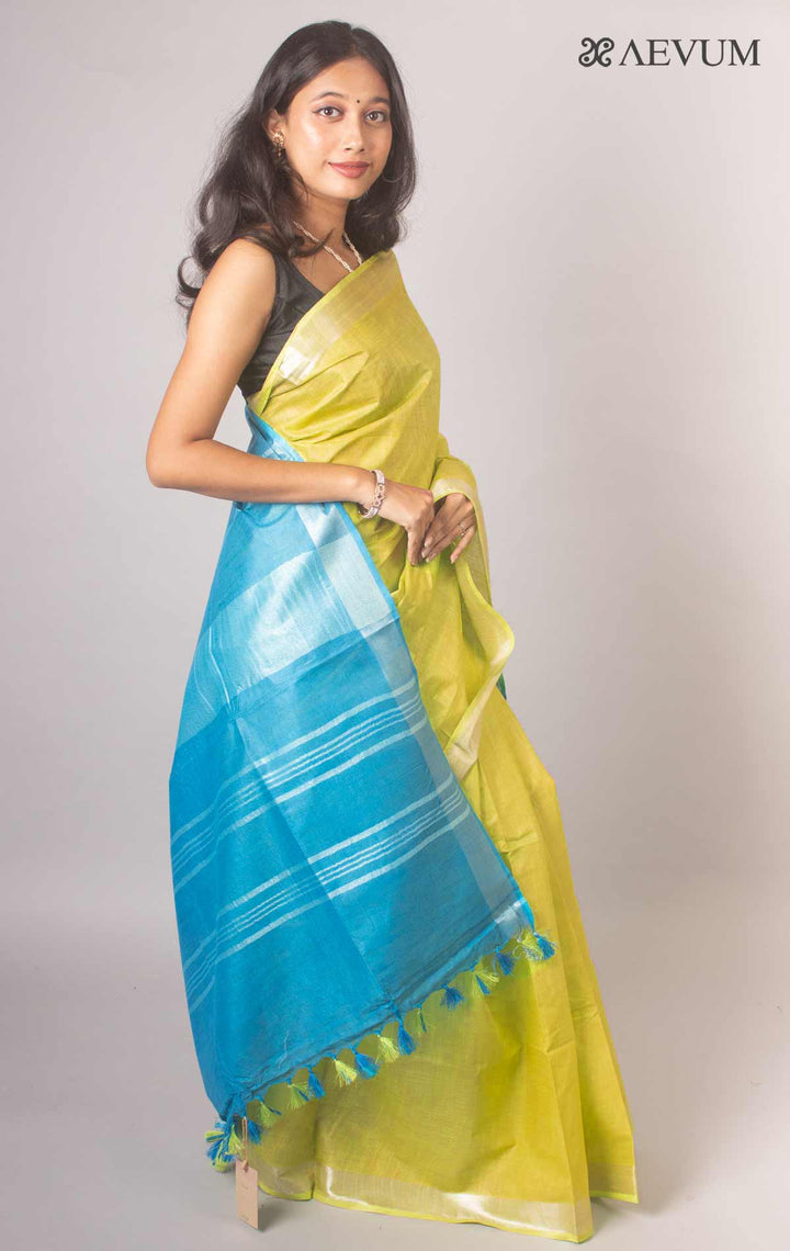 Semi Linen Saree with Blouse Piece - 16928 Saree AEVUM   