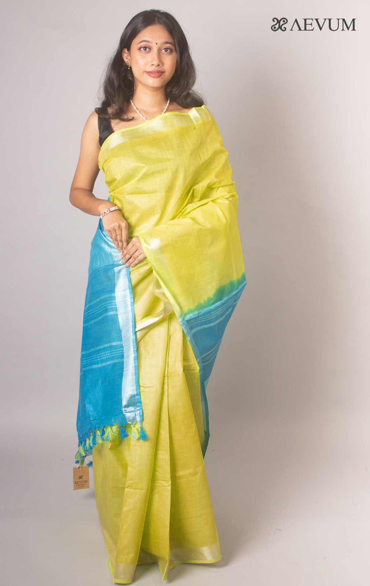 Semi Linen Saree with Blouse Piece - 16928 Saree Meera Roy   