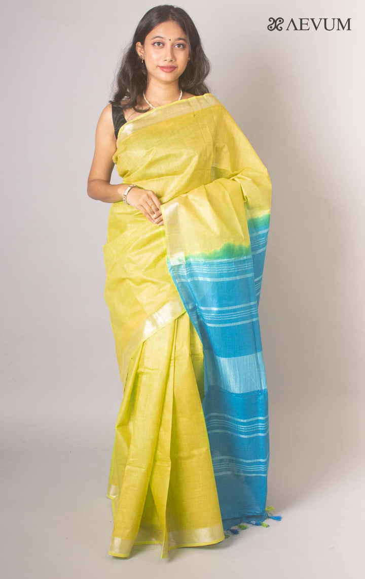 Semi Linen Saree with Blouse Piece - 16928 Saree Meera Roy   