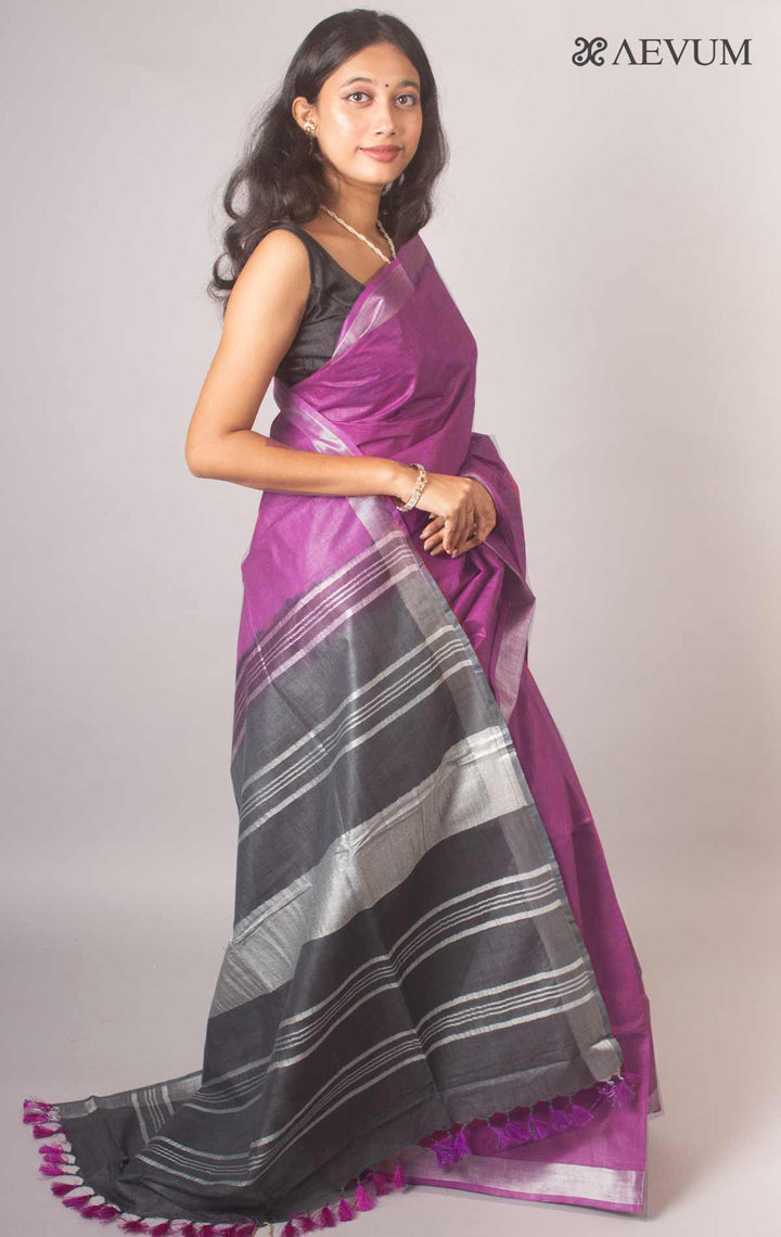 Semi Linen Saree with Blouse Piece - 16930 Saree Meera Roy   