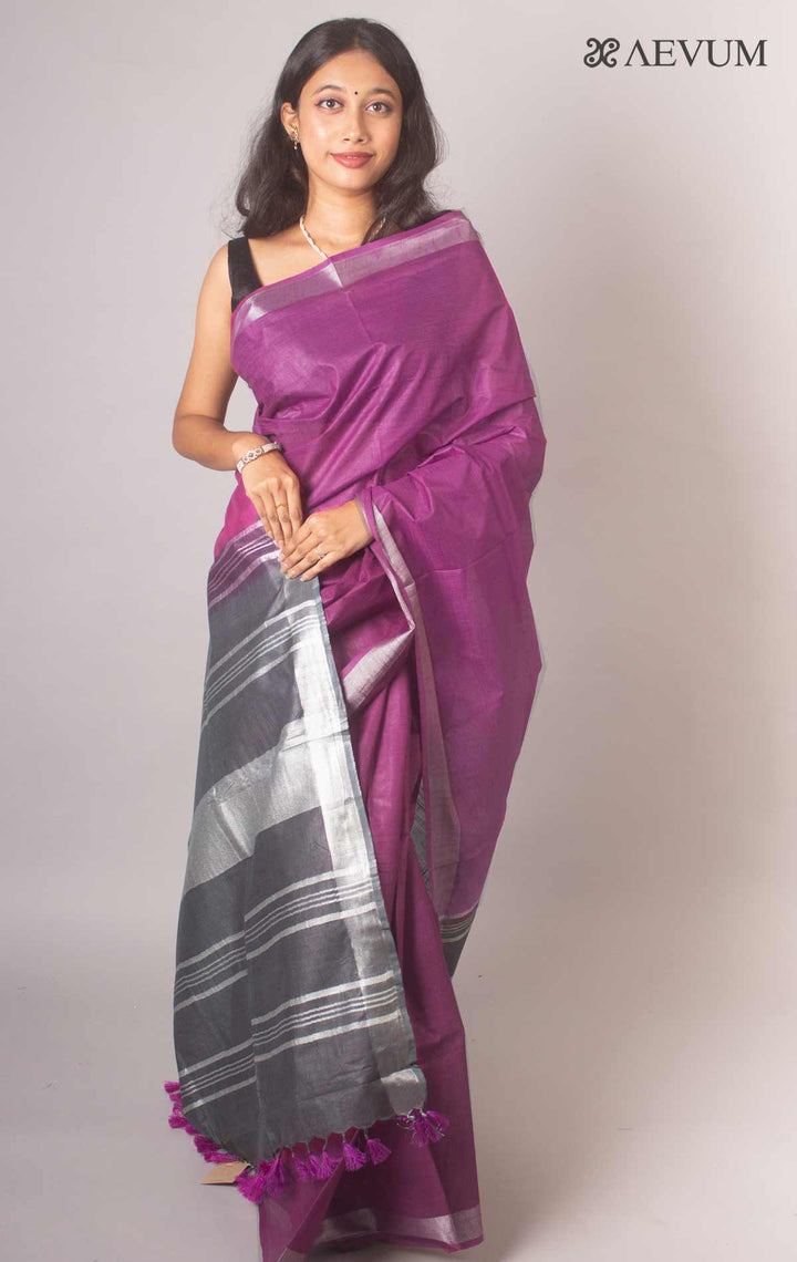 Semi Linen Saree with Blouse Piece - 16930 Saree Meera Roy   
