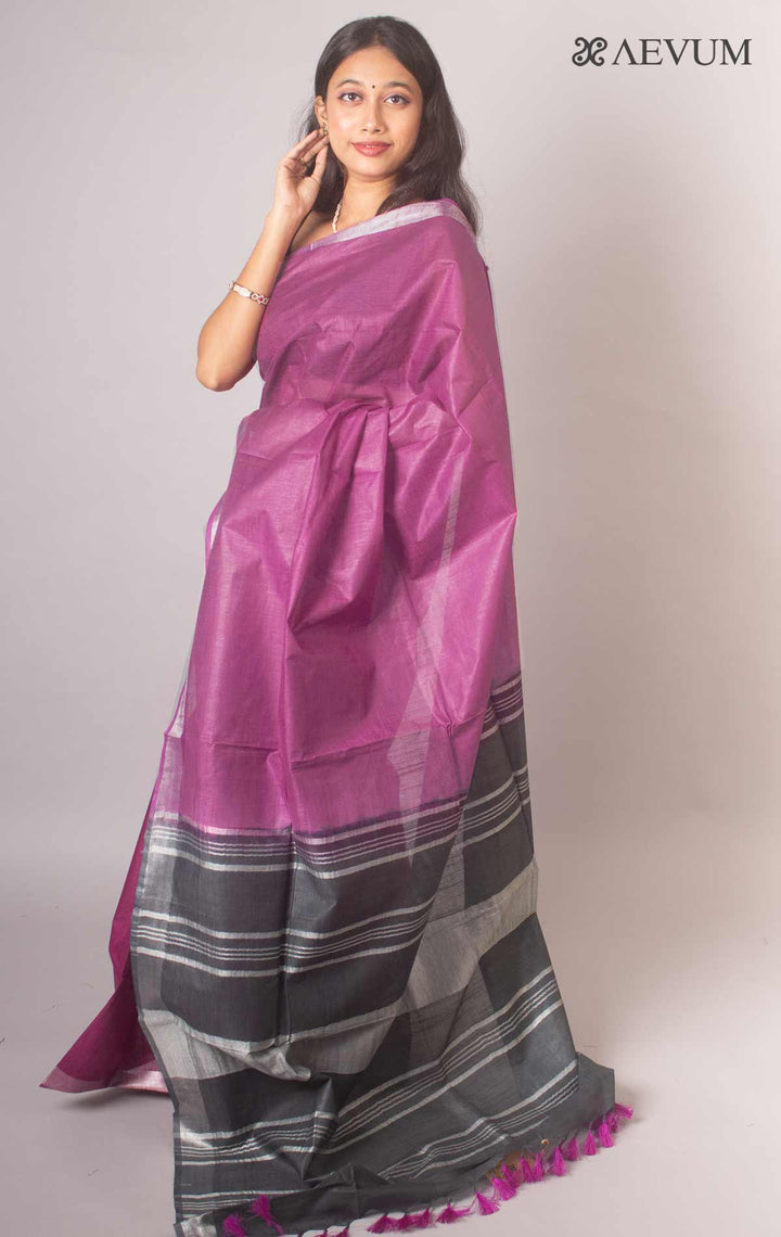 Semi Linen Saree with Blouse Piece - 16930 Saree Meera Roy   