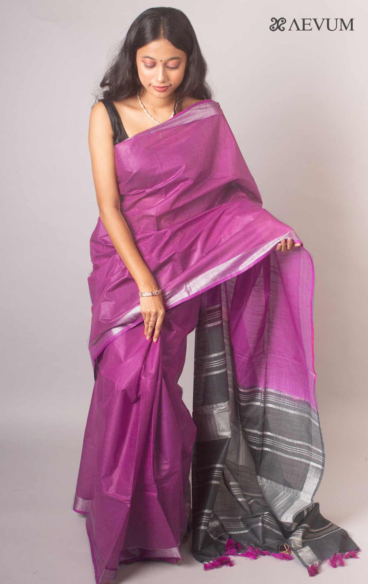 Semi Linen Saree with Blouse Piece - 16930 Saree Meera Roy   