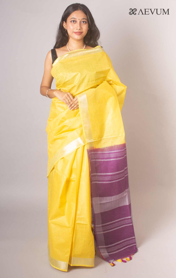 Semi Linen Saree with Blouse Piece -16932 - AEVUM