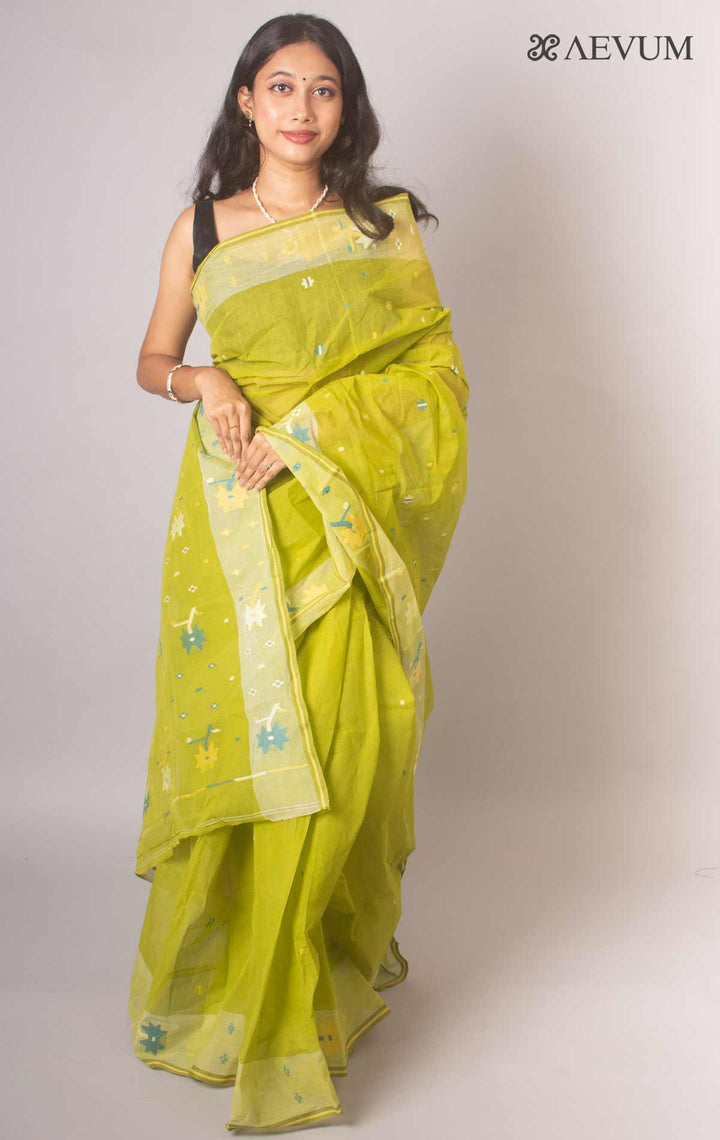 Pure Cotton Handloom  Jamdani Saree - 17047 Saree Anita Kuthir   