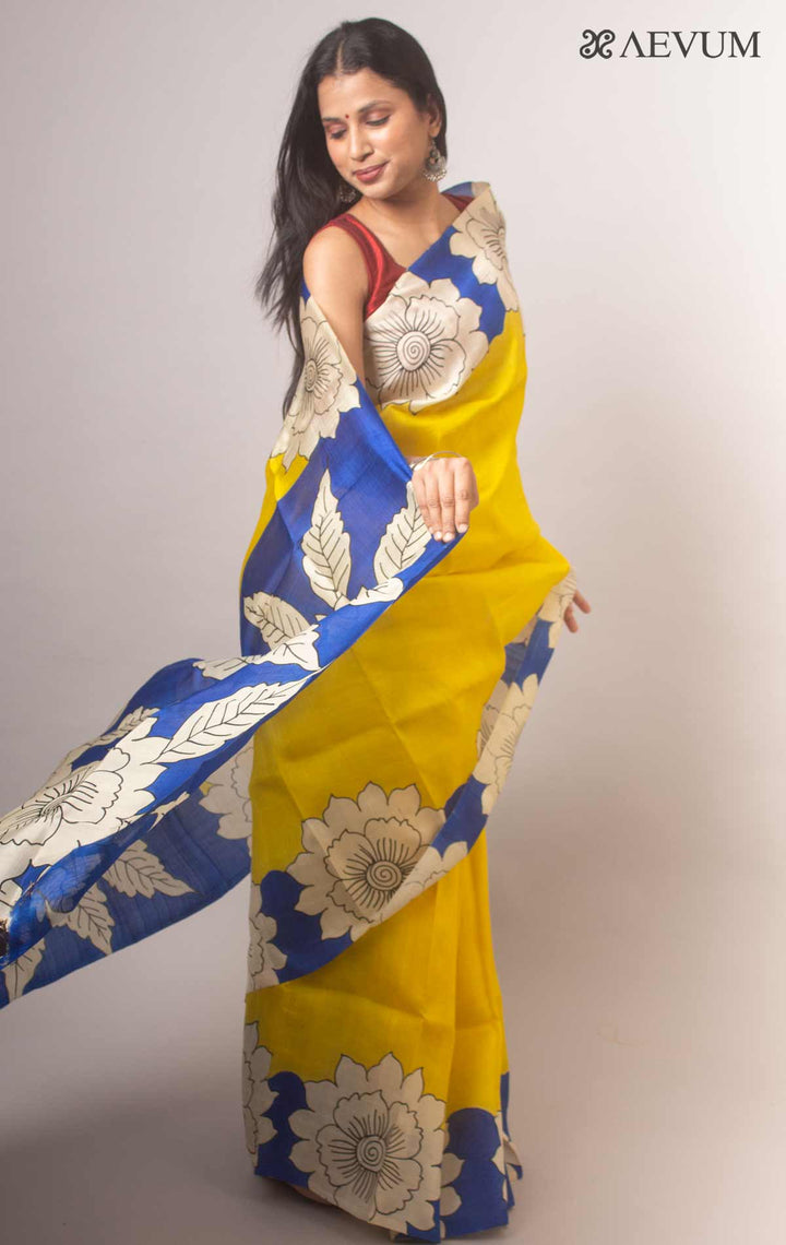 Bishnupur Hand Painted Pure Silk Saree with Silk Mark and Blouse Piece - 17049 Saree Rinku Silk Cotton House   