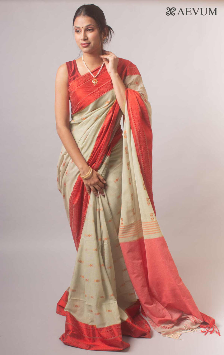 Bengal Pure Cotton Handwoven Saree With Blouse Piece - 17730 Saree Ashoke Pal   
