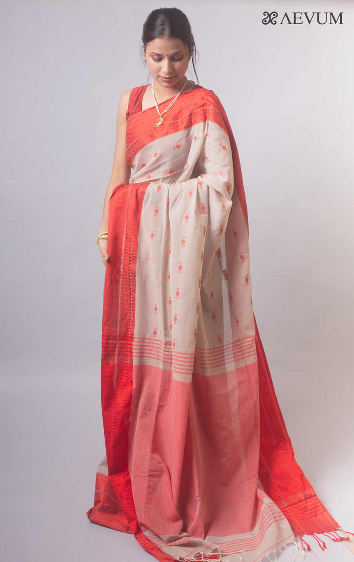 Bengal Pure Cotton Handwoven Saree With Blouse Piece - 17728 Saree Ashoke Pal   