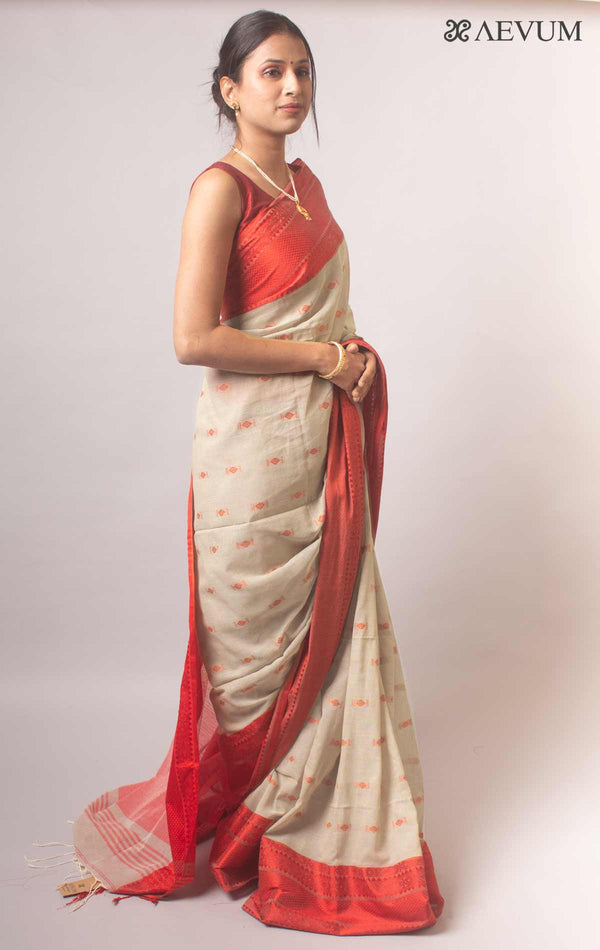 Bengal Pure Cotton Handwoven Saree With Blouse Piece - 17730 - AEVUM