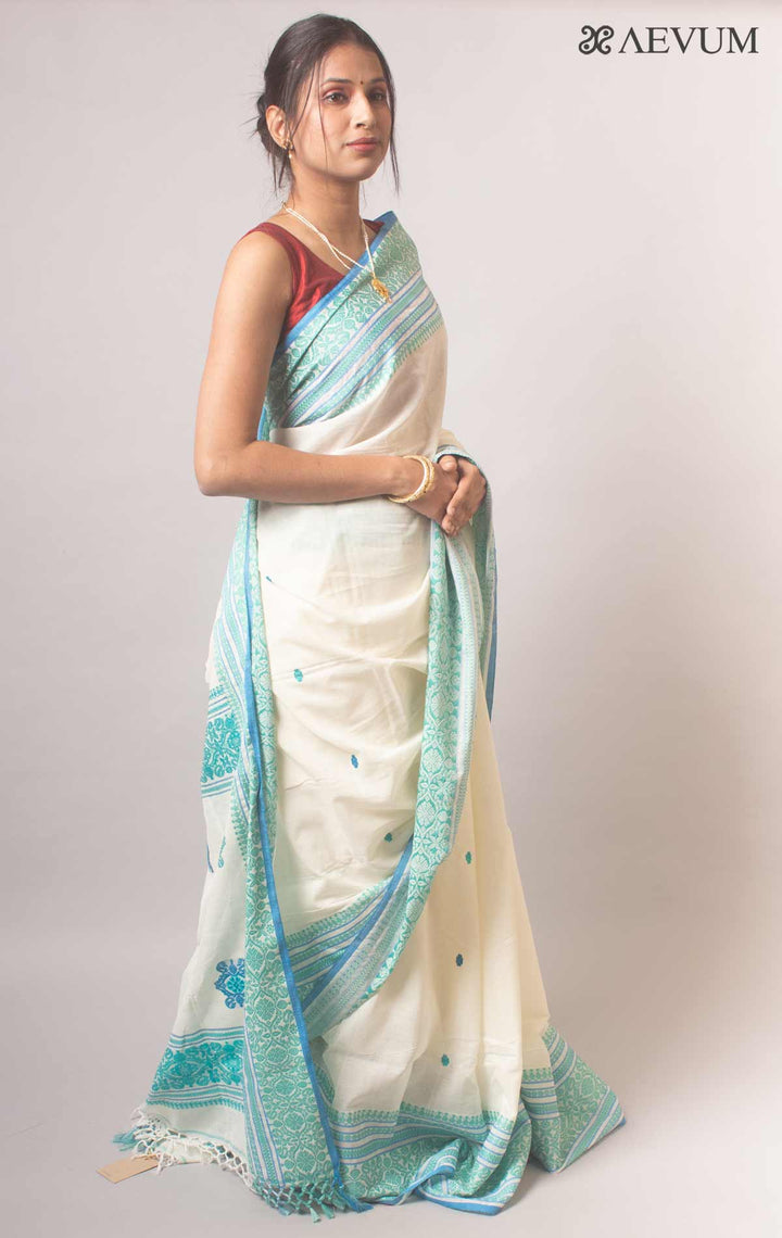 Bengal Pure Cotton Handwoven Saree With Blouse Piece - 17732 Saree Ashoke Pal   