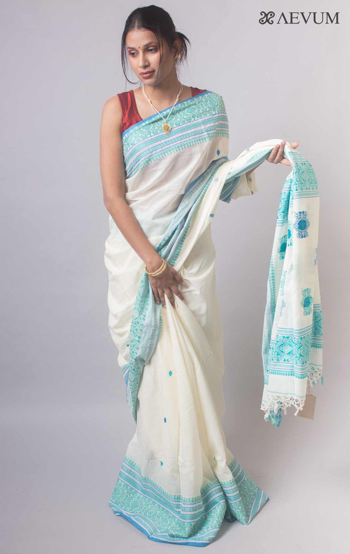 Bengal Pure Cotton Handwoven Saree With Blouse Piece - 17732 Saree Ashoke Pal   