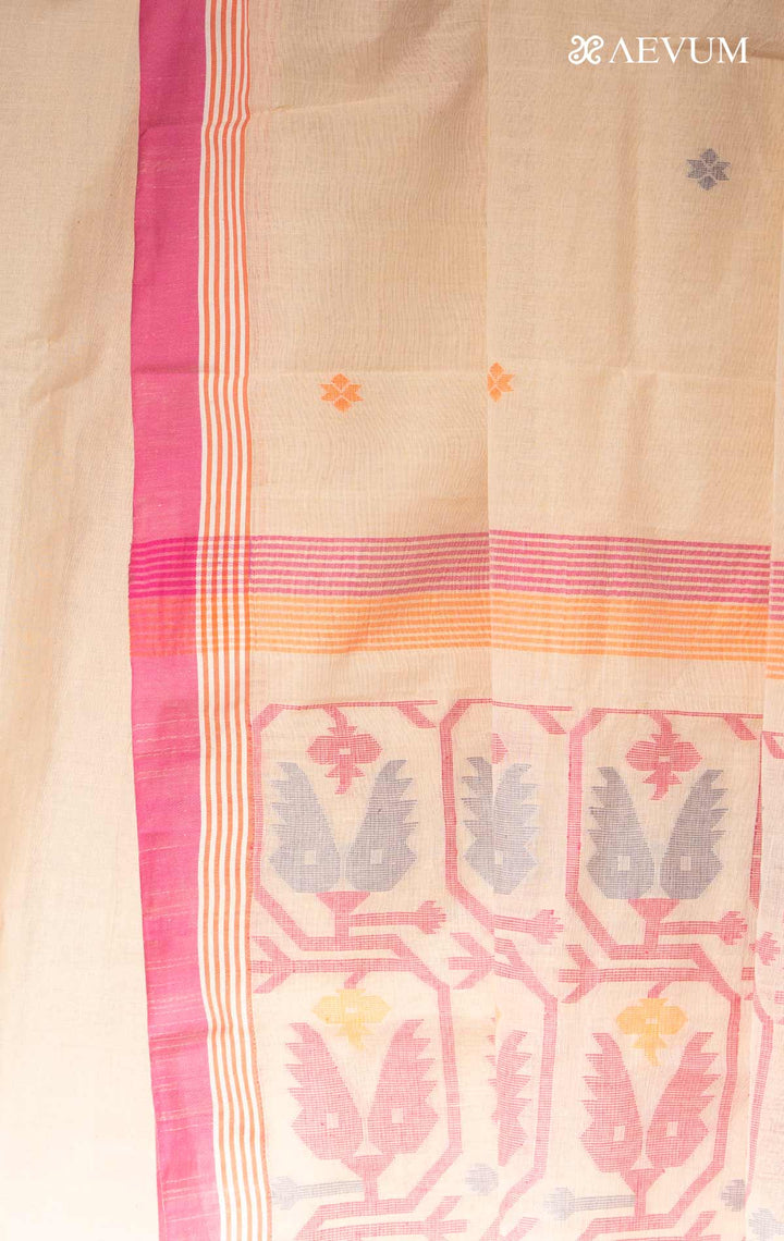 Pure Cotton Handloom Jamdani Saree - 17734 Saree AEVUM