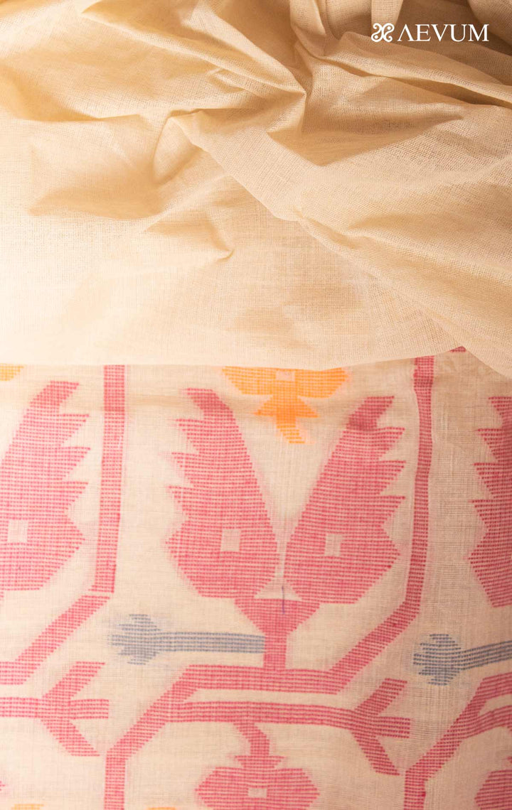 Pure Cotton Handloom Jamdani Saree - 17734 Saree AEVUM