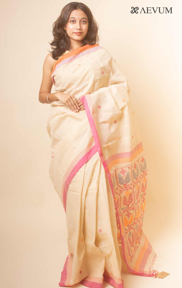 Pure Cotton Handloom Jamdani Saree - 17734 Saree Anita Kuthir   