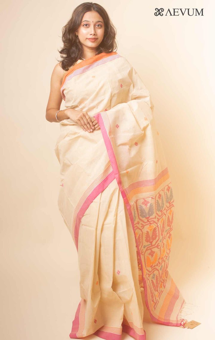 Pure Cotton Handloom Jamdani Saree - 17734 - AEVUM