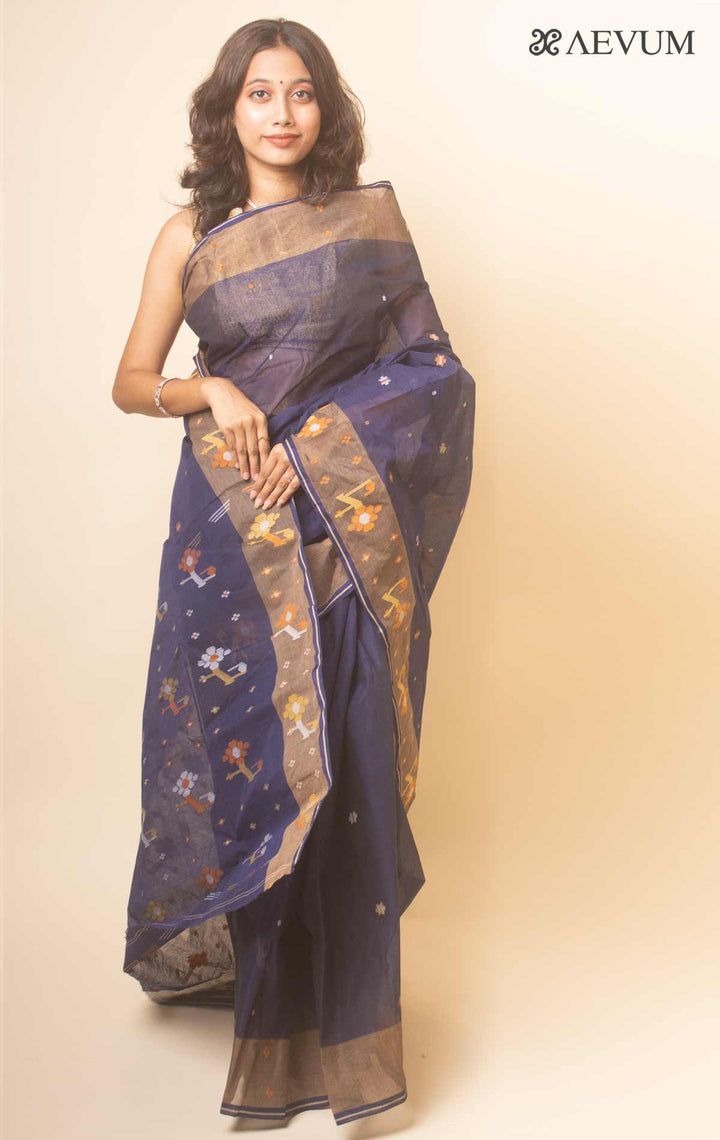 Pure Cotton Handloom Jamdani Saree - 17737 Saree AEVUM