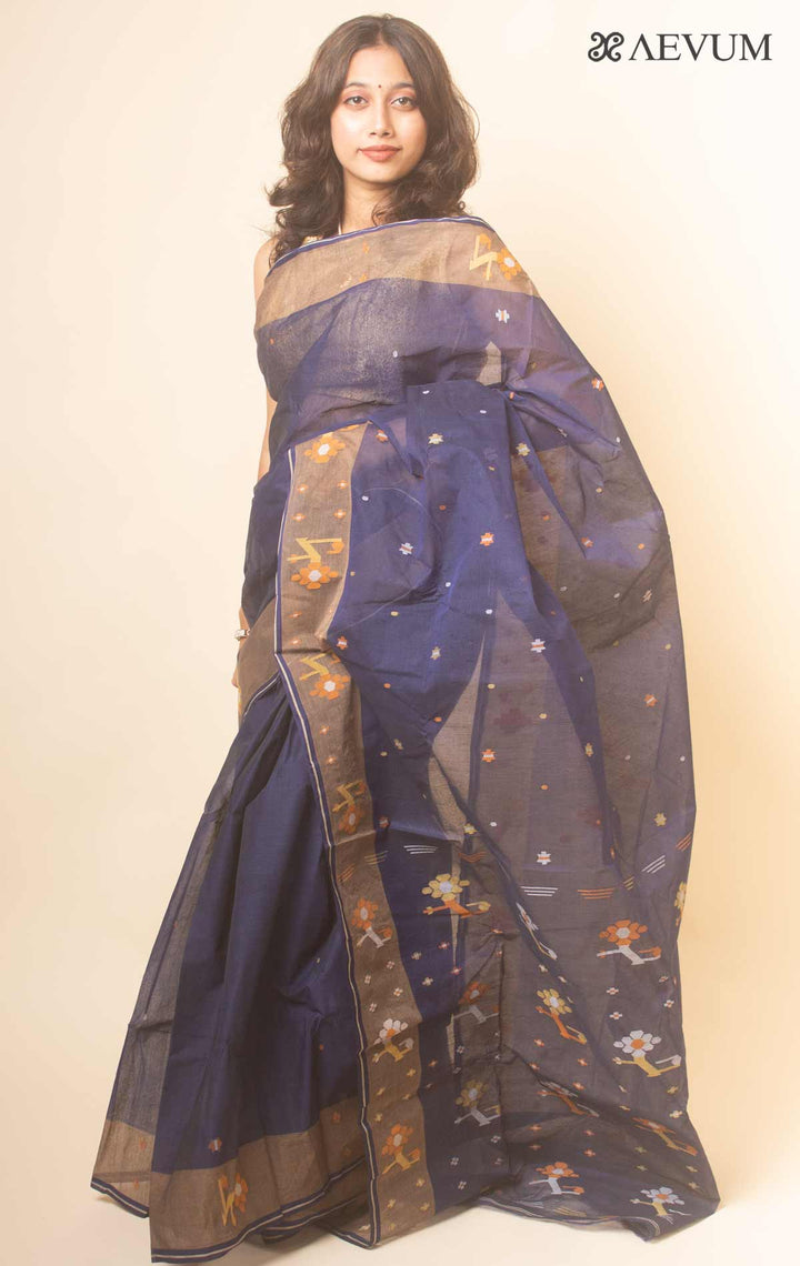 Pure Cotton Handloom Jamdani Saree - 17737 Saree AEVUM