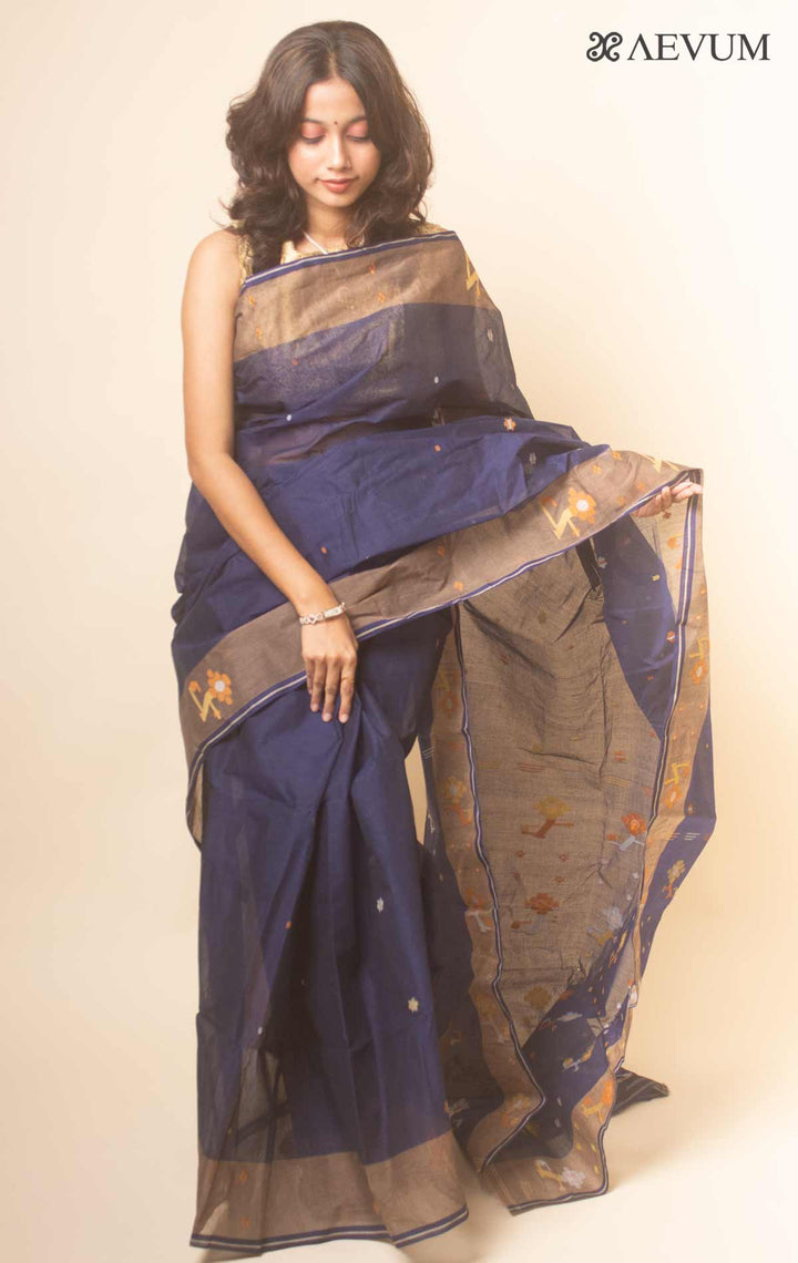 Pure Cotton Handloom Jamdani Saree - 17737 Saree AEVUM