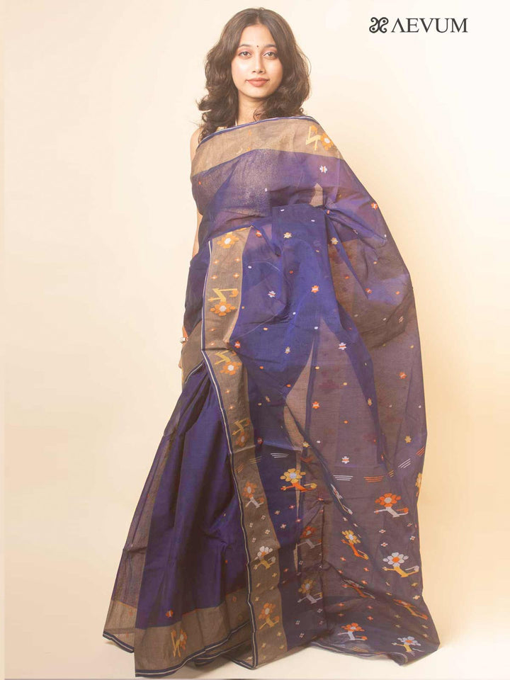 Pure Cotton Handloom Jamdani Saree - 17737 Saree AEVUM