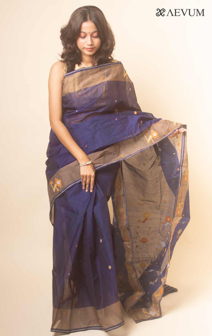 Pure Cotton Handloom Jamdani Saree - 17737 Saree AEVUM