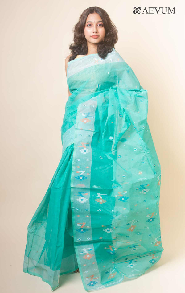 Pure Cotton Handloom  Jamdani Saree - 17739 - AEVUM