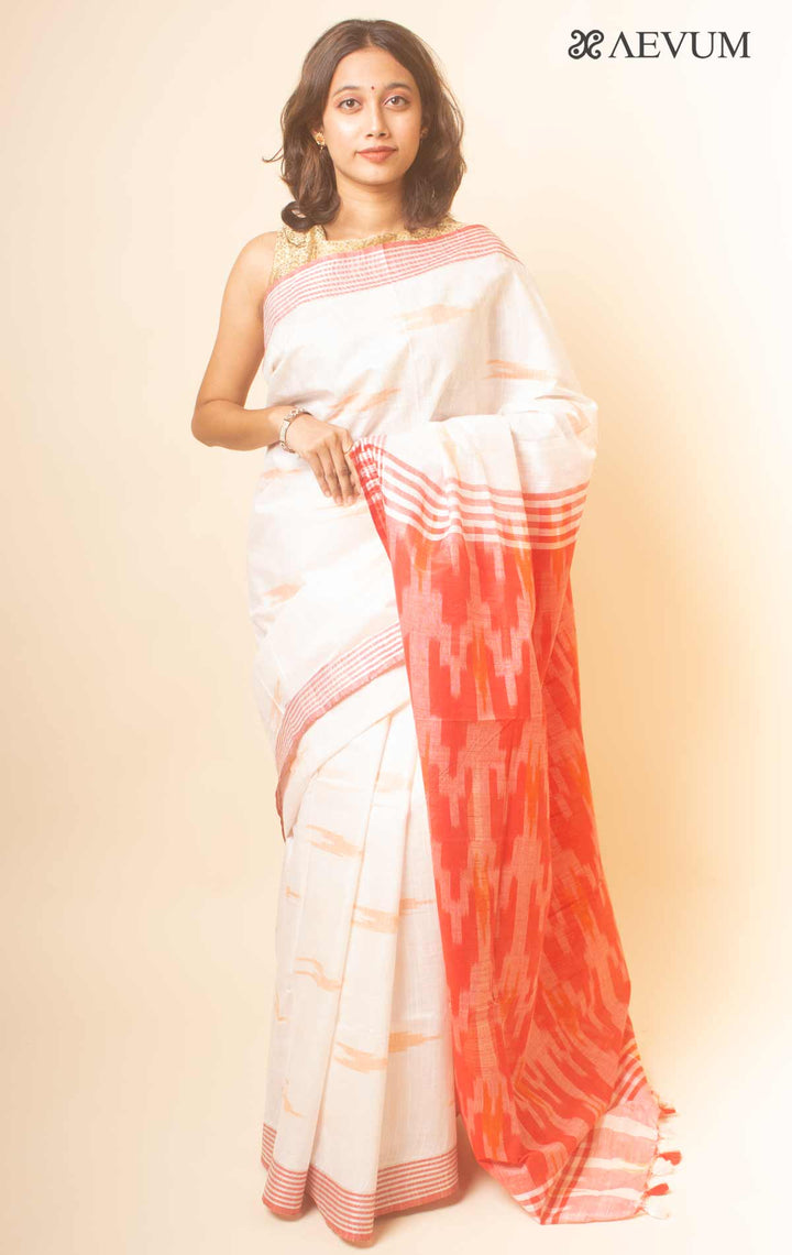 Semi Linen Ikkat Saree With Blouse Piece - 17813 - AEVUM
