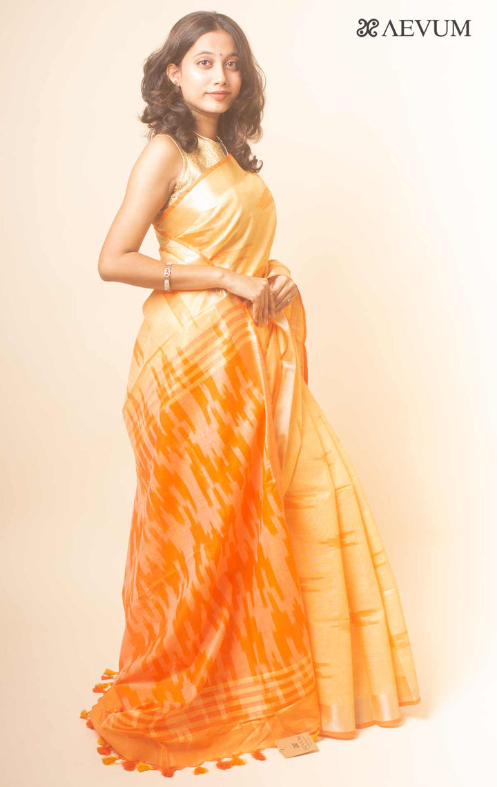 Semi Linen Ikkat Saree With Blouse Piece - 17815 Saree Tausif   