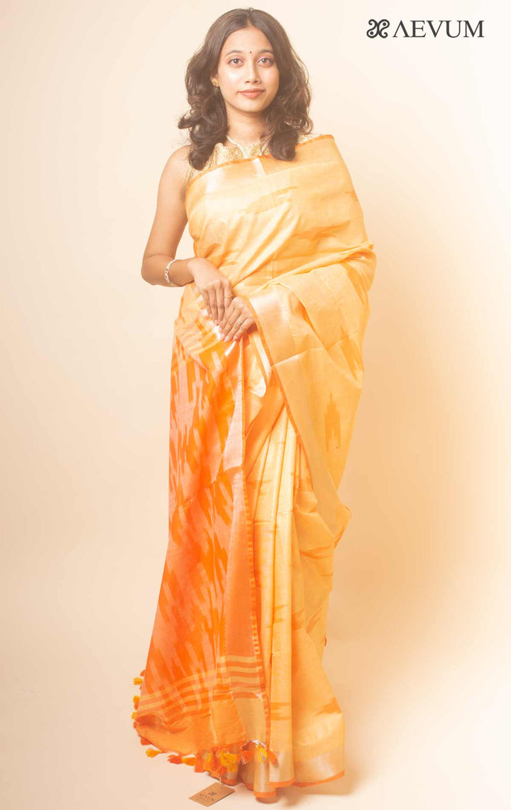 Semi Linen Ikkat Saree With Blouse Piece - 17815 Saree Tausif   