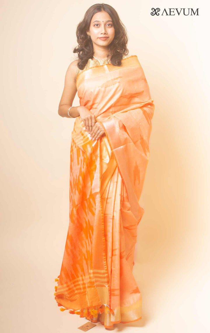 Semi Linen Ikkat Saree With Blouse Piece - 19984 Saree Tausif   